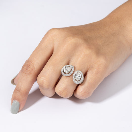 Pear and Oval Diamond Wrap Ring