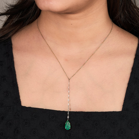 Emerald Diamond Drop Necklace