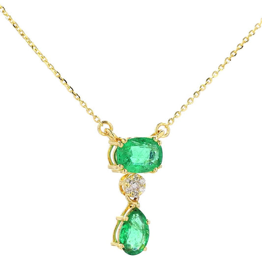 Natural Emerald Drop Diamond Pendant Necklace