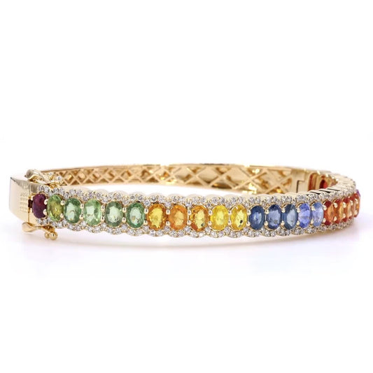 Rainbow Sapphire Diamond Bangle