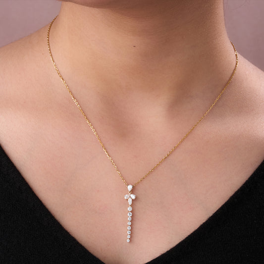 Marquise Pear Vertical Pendant Necklac