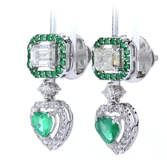 Emerald Heart Drop Earrings