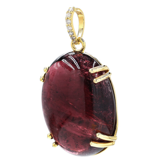Oval Rubellite Cabochon Pendant