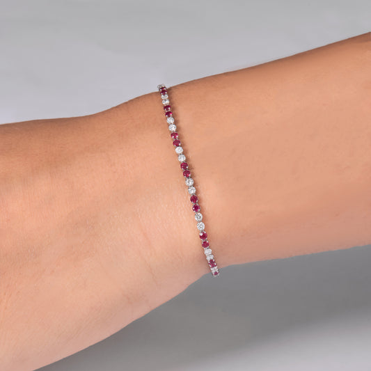 Natural Ruby Diamond Tennis Bracelet