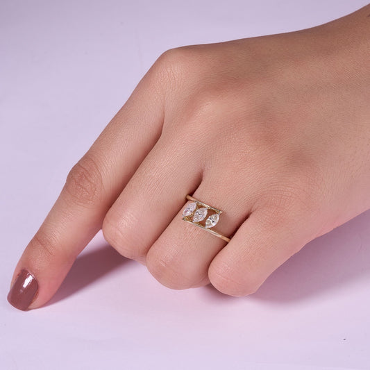 Marquise Three Stone Diamond Ring