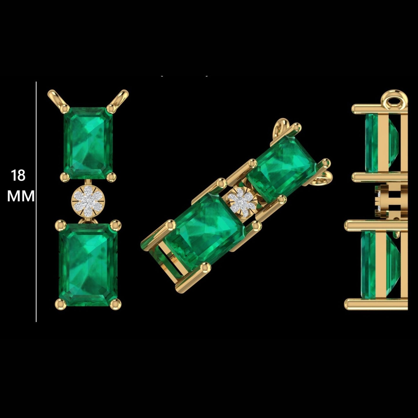 Emerald Drop Diamond Pendant Necklace
