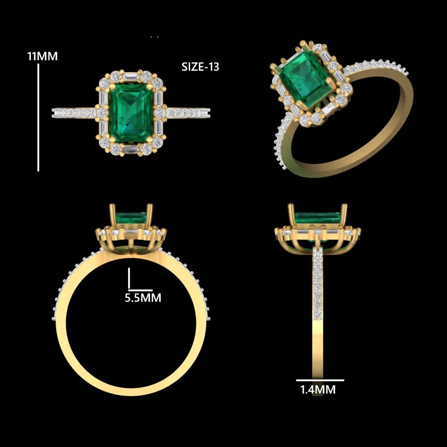 Emerald Halo Diamond Ring