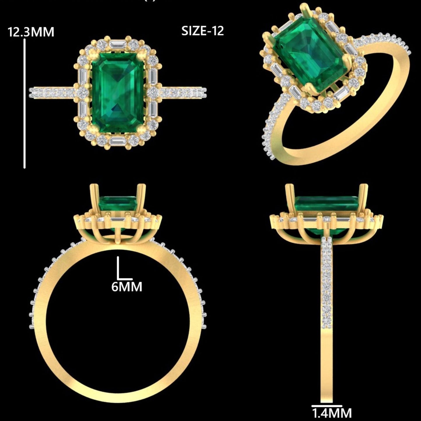 Natural Emerald Halo Diamond Ring