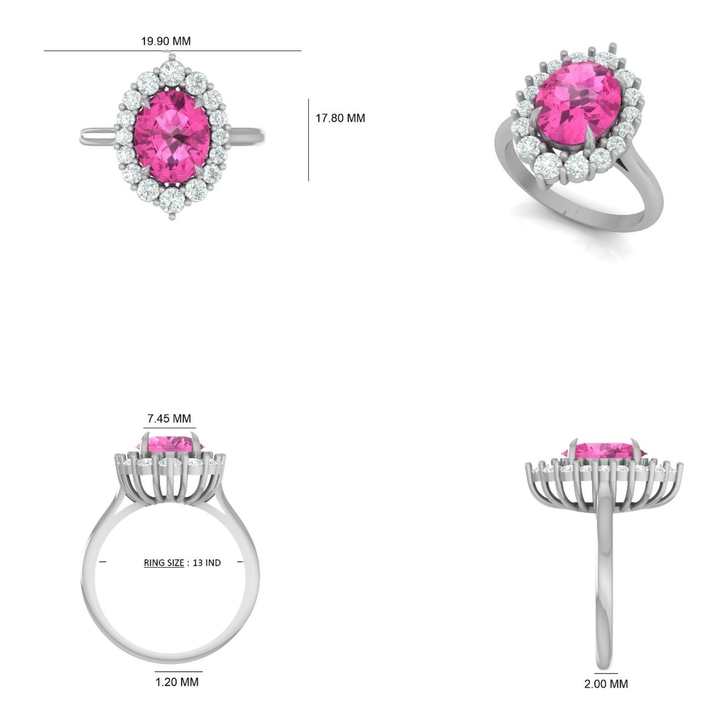 Natural Ruby Oval Halo Diamond Ring