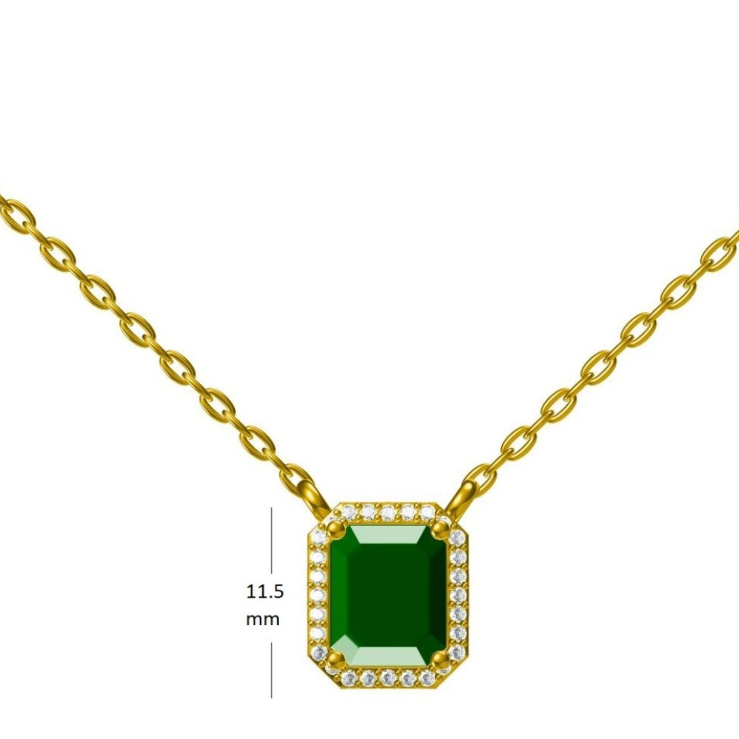 Emerald Halo Diamond Pendant Necklace