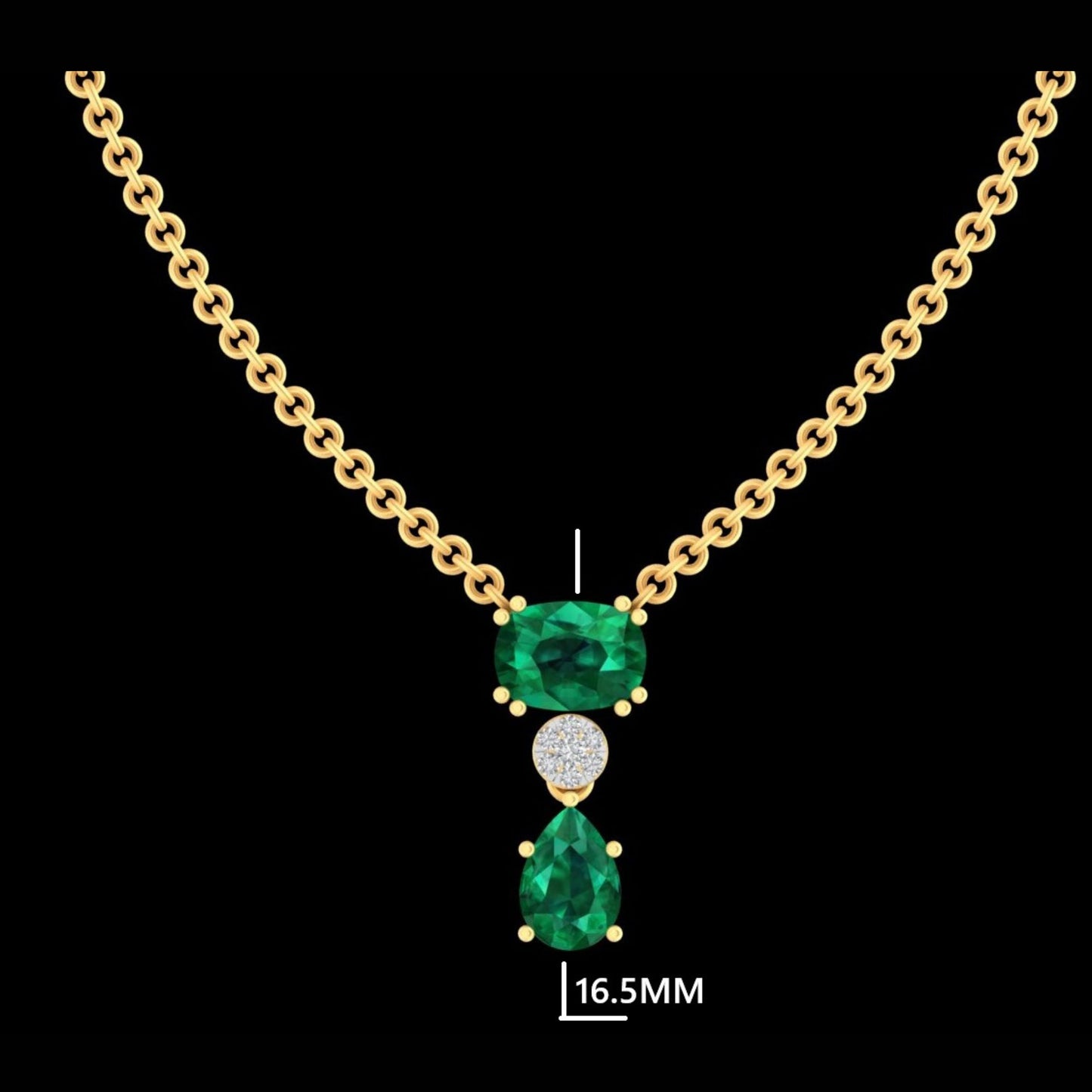 Natural Emerald Drop Diamond Pendant Necklace