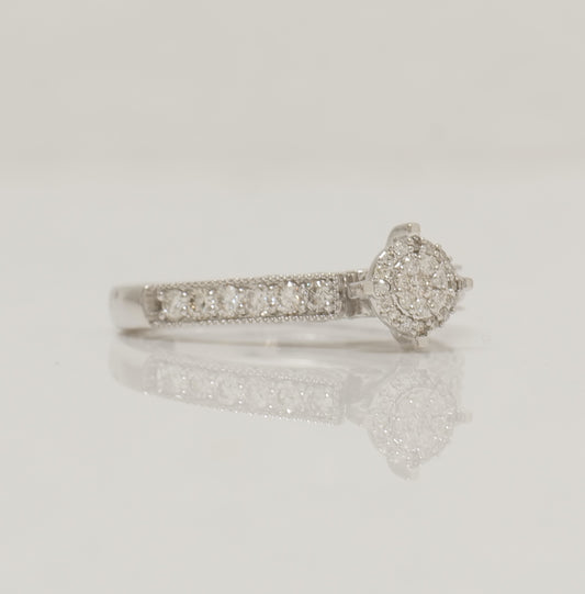 Natural Diamond Round Halo Engagement Ring 14K Gold
