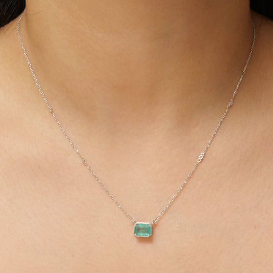 Emerald Diamond Pendant Necklace