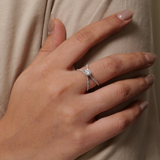 Crossover Solitaire Diamond Ring