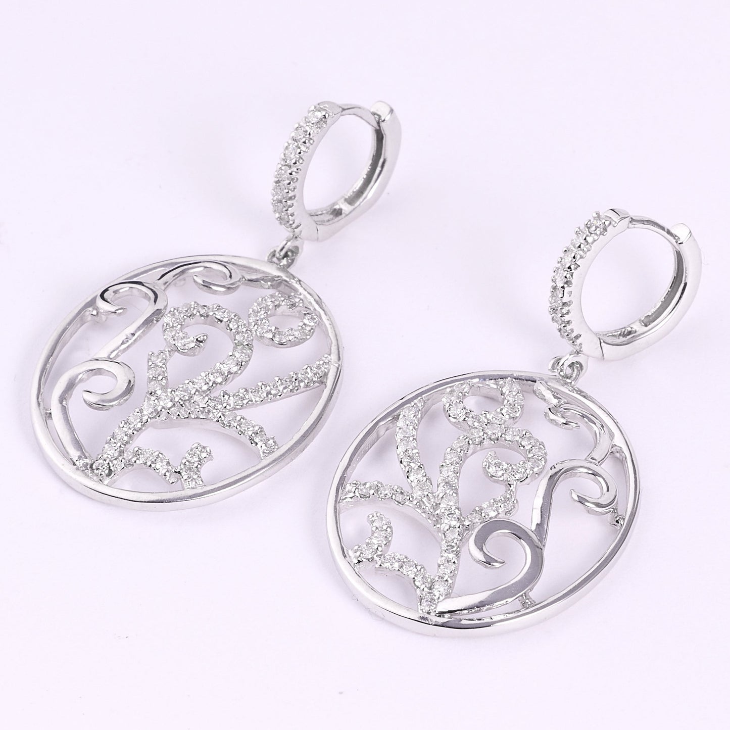 Filigree Natural Diamond Hoop Earrings