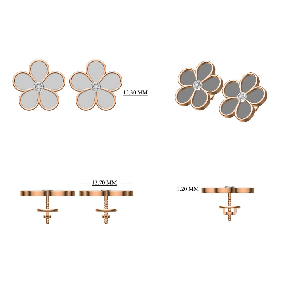 Kids Enameled Flower Diamond Earrings