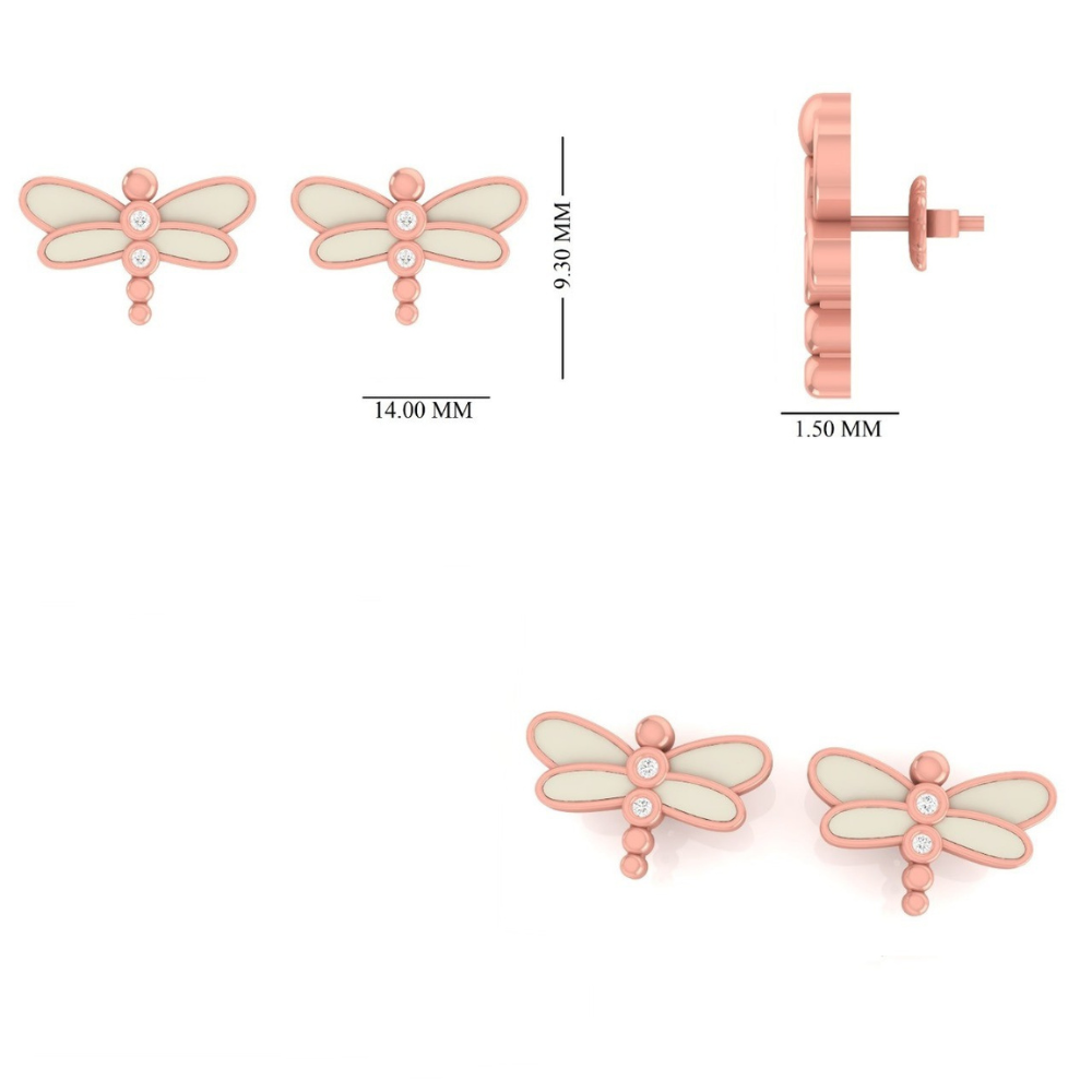 Kids Dragonfly Diamond Stud Earrings