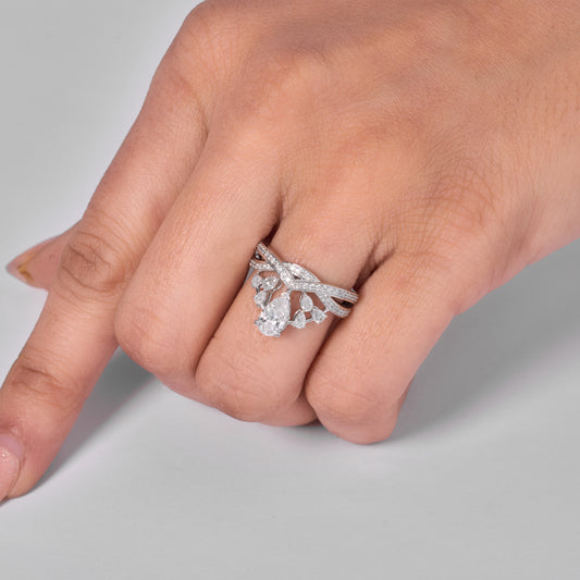 Pear Diamond Cluster Ring