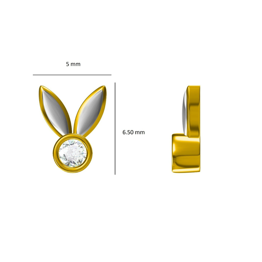 Kids Enameled Bunny Ears Diamond Stud Earrings