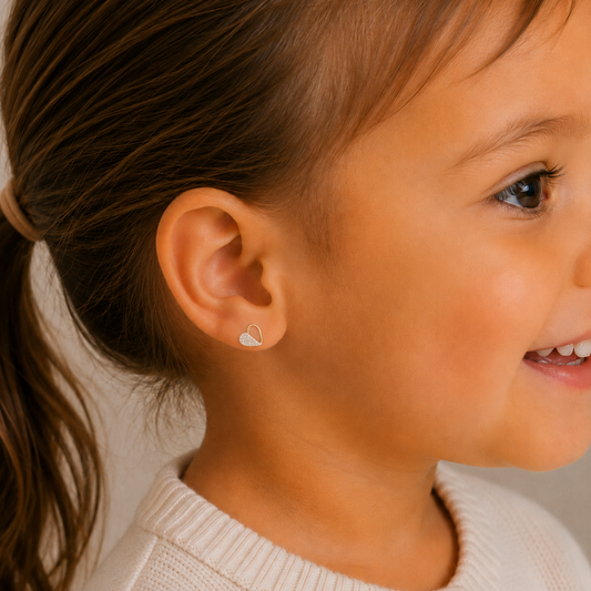 Kids Heart Diamond Stud Earrings