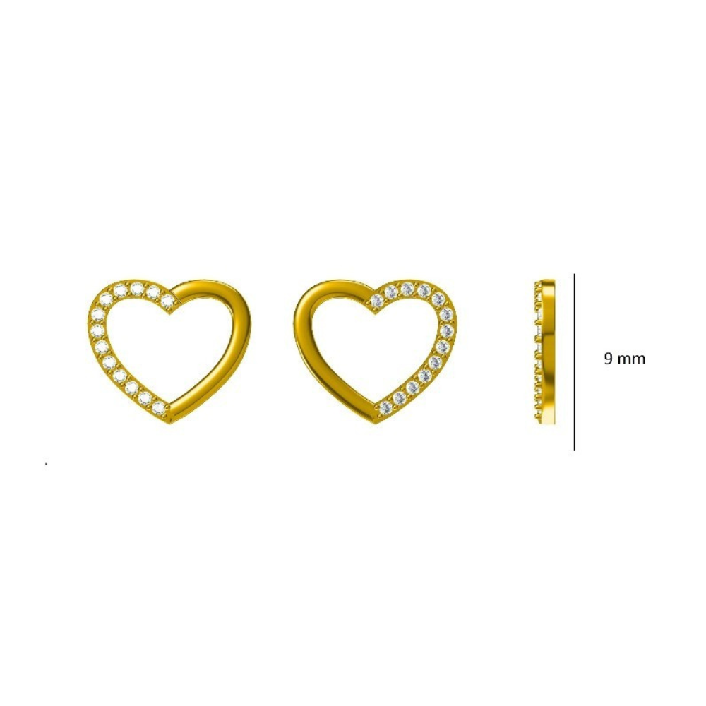Kids Hollow Heart Diamond Stud Earrings
