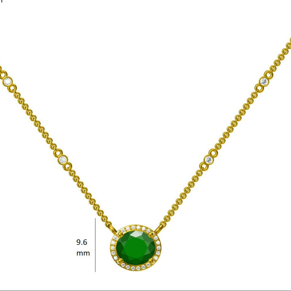 Oval Emerald Diamond Halo Necklace