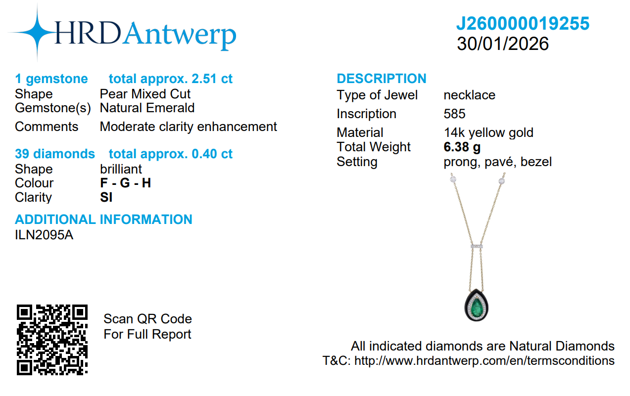 Emerald Drop Pendant Necklace