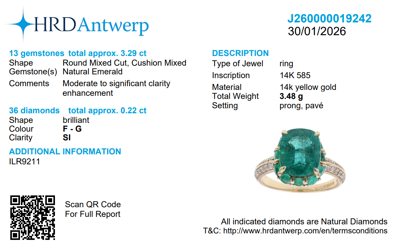 Emerald Cushion Cut Ring