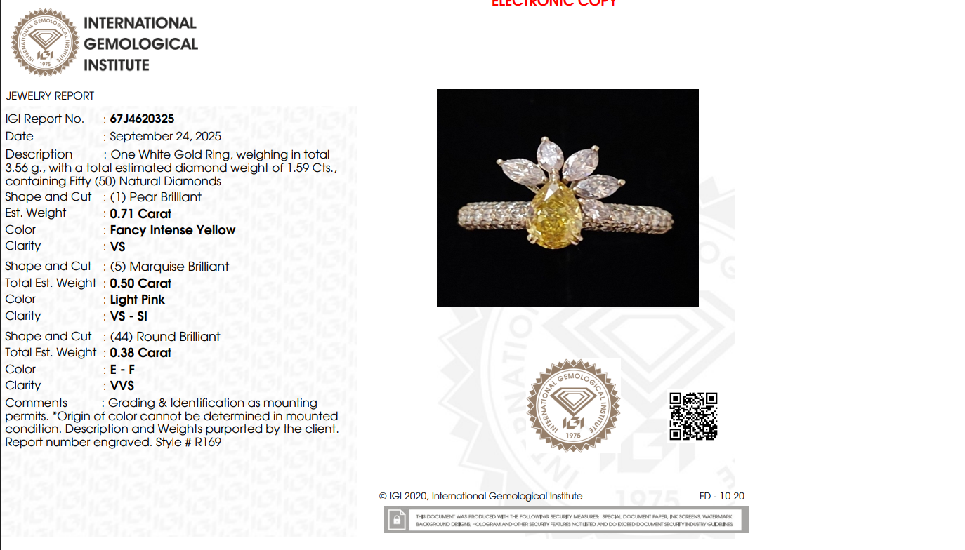 Yellow Pear Pink Marquise Natural Diamond Floral Cluster