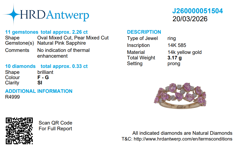 Pink Sapphire Natural Diamond Ring