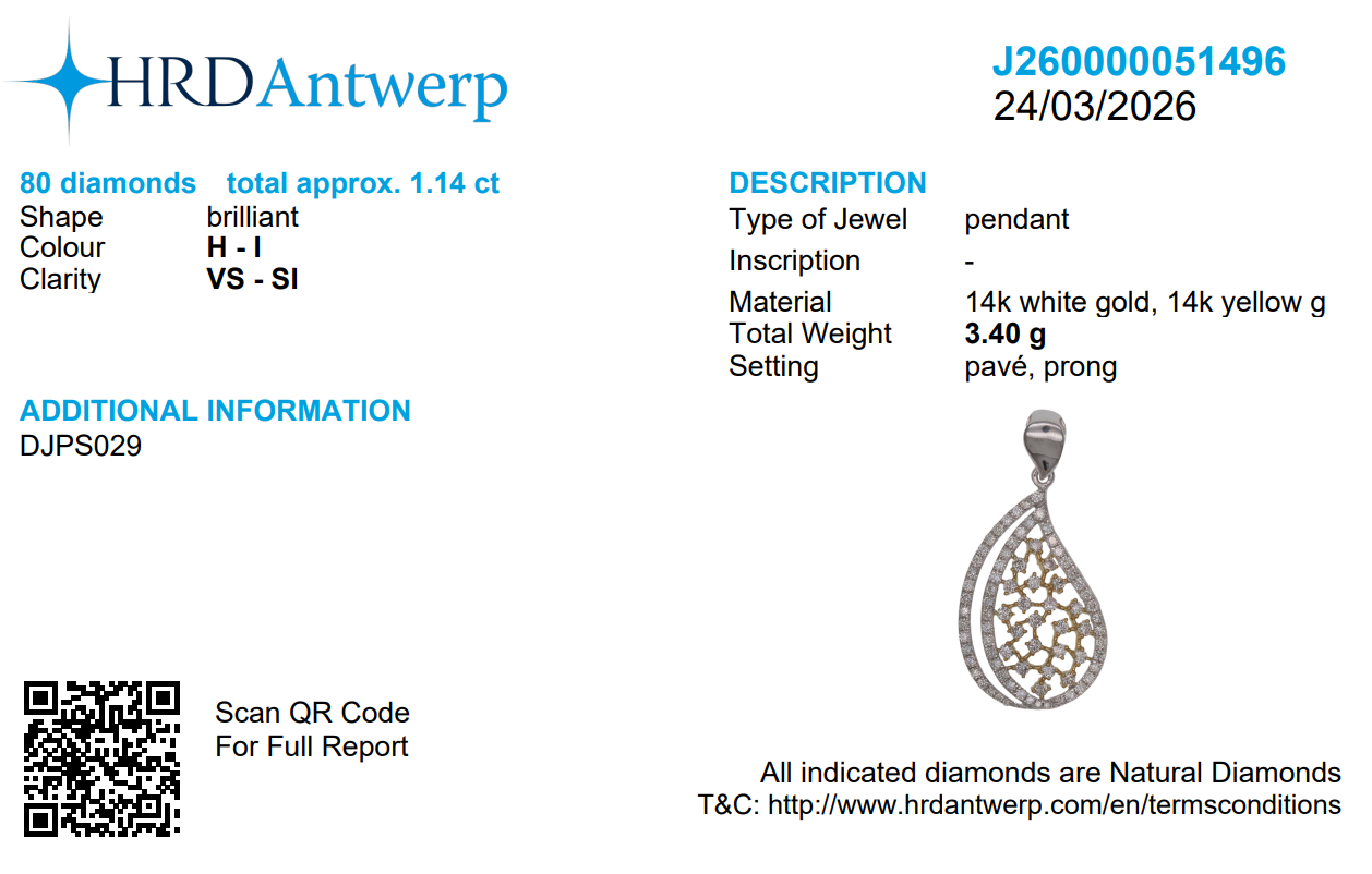 Teardrop Natural Diamond Pendant