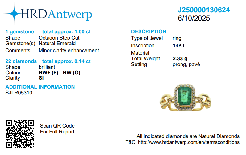 Natural Emerald Diamond Chain Link Ring