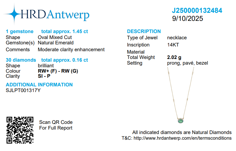 Oval Emerald Diamond Halo Necklace