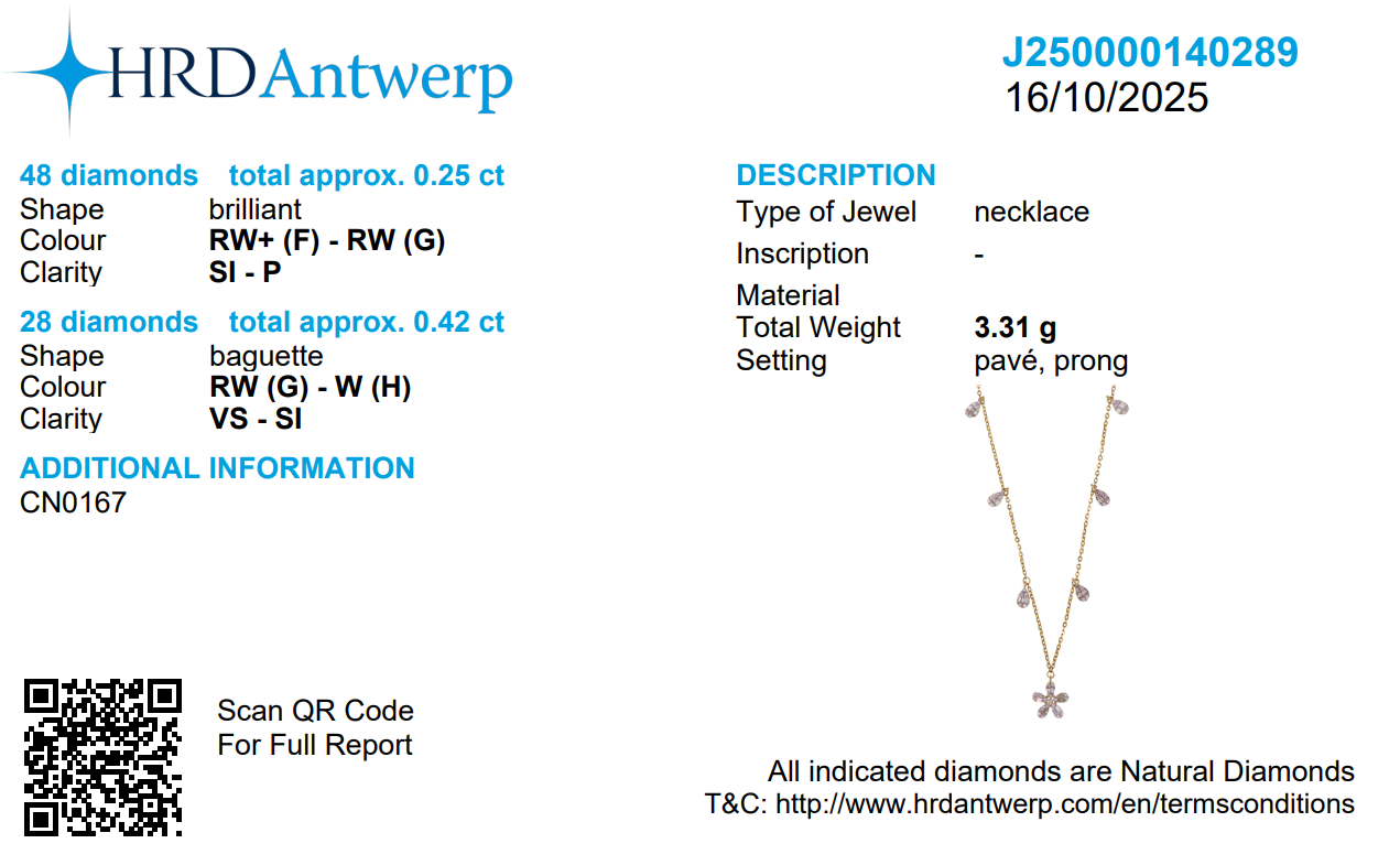 Floral Diamond Drop Station Necklace