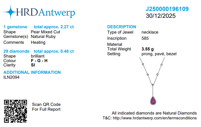 Pear Cut Ruby Diamond Drop Station Necklace