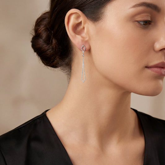 Geometric Drop Natural Diamond Earrings