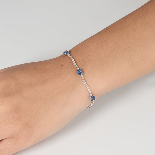 Emerald Cut Sapphire Natural Diamond Bracelet