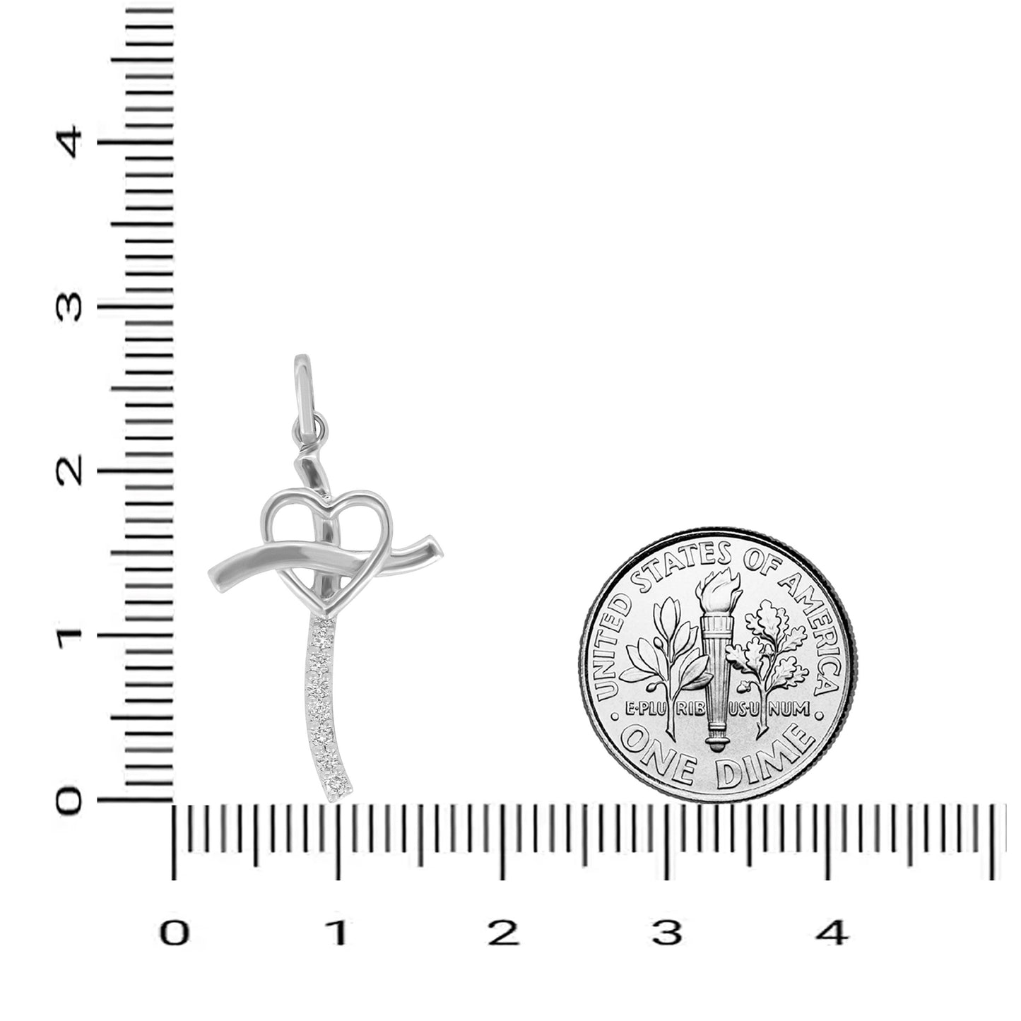 Diamond Heart Cross Pendant
