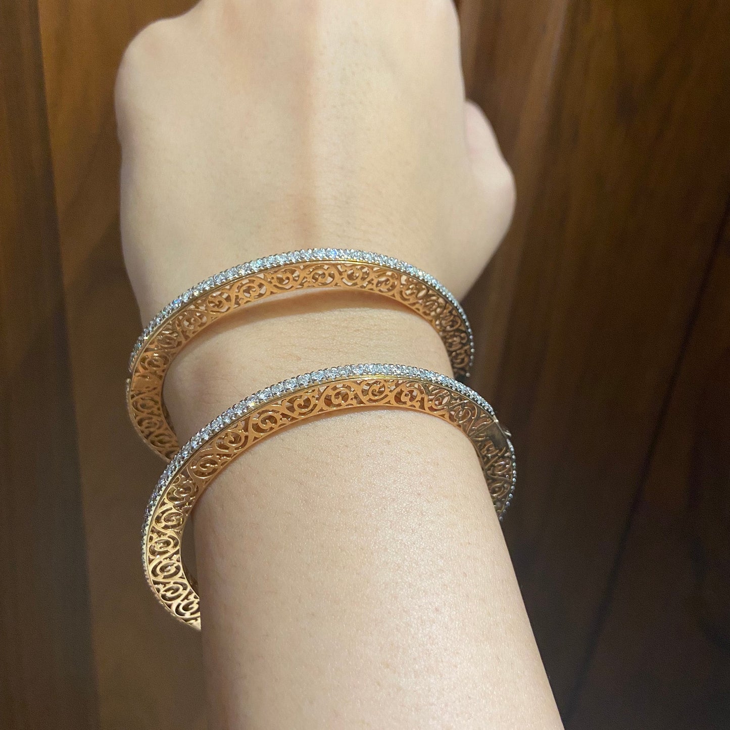 Filigree Diamond Bangle Bracelets