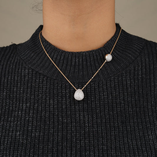 Teardrop Ball Diamond Necklace