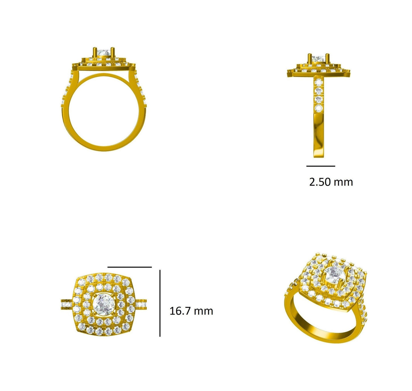 Solitaire Square Diamond Ring