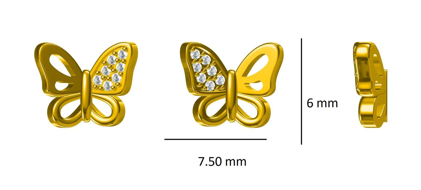 Kids Winged Butterfly Diamond Stud Earrings
