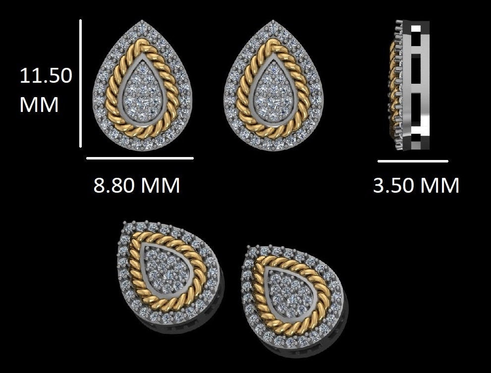 Pear Shaped Coiled Design Stud Earrings