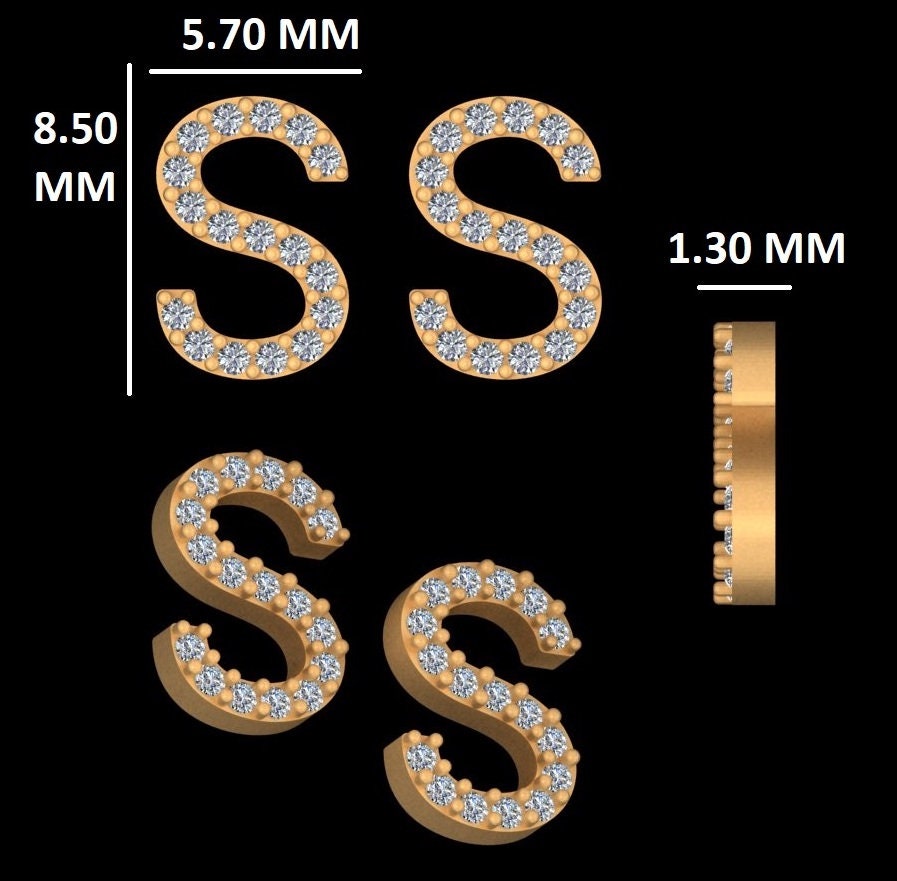 S-Initial Stud Earrings
