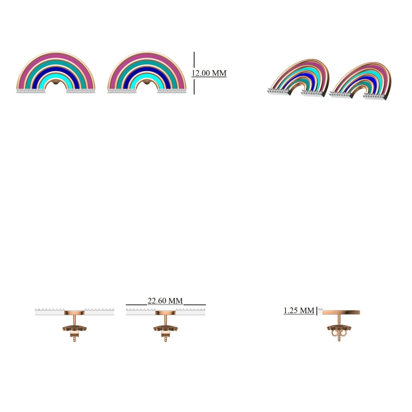 Kids Rainbow Diamond Stud Earrings