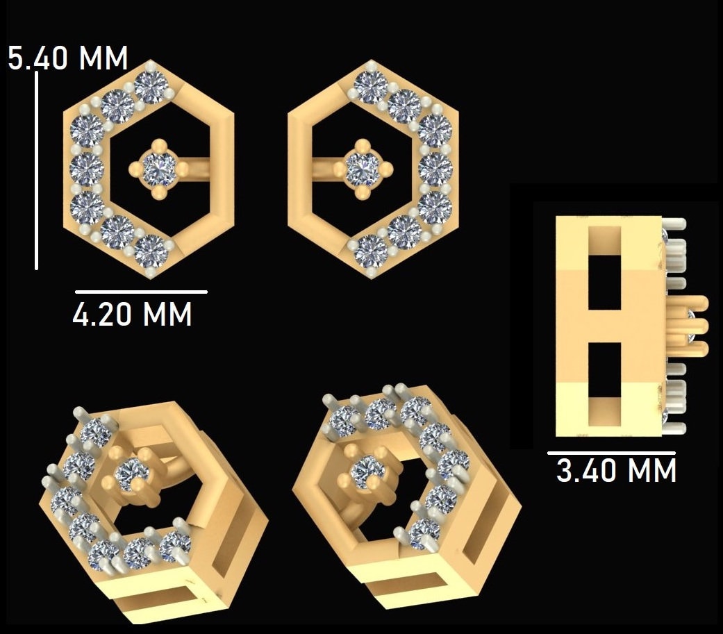 Kids Hexagonal Diamond Stud Earrings