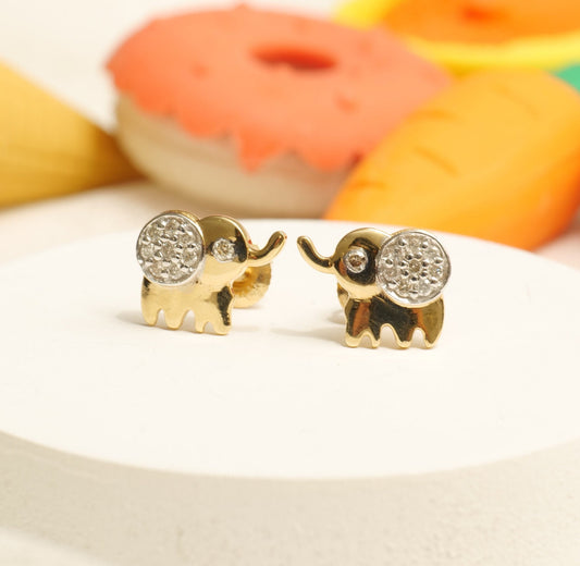 Kids Elephant Diamond Stud Earrings