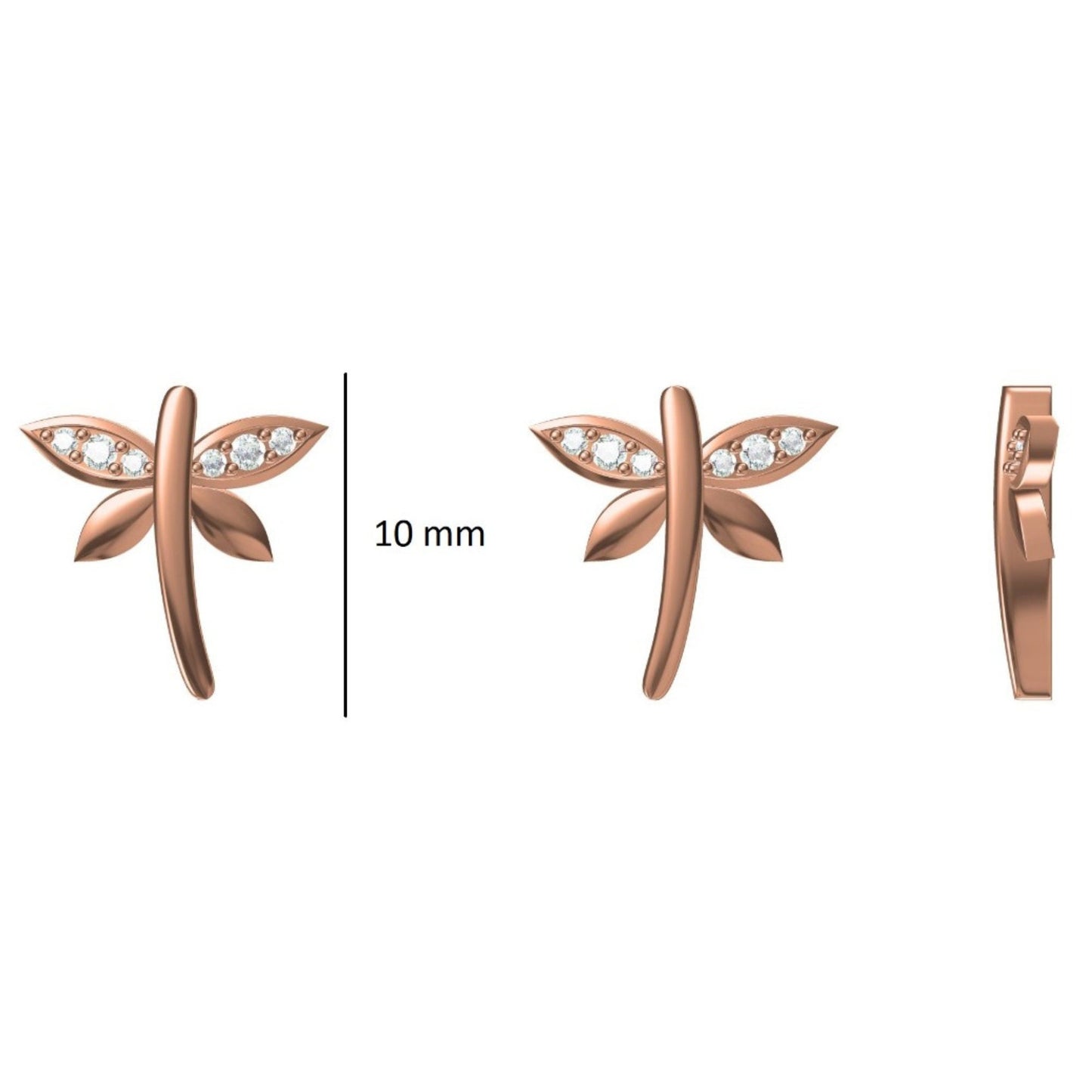 Kids Dragonfly Diamond Stud Earrings