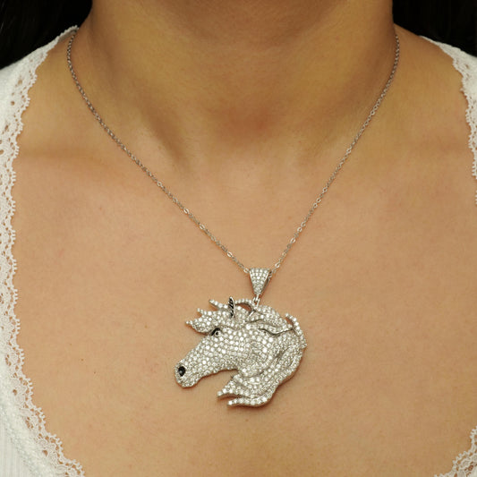 Horse Diamond Pendant Necklace