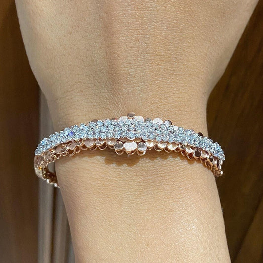 Cluster Natural Diamond Bangle Bracelet